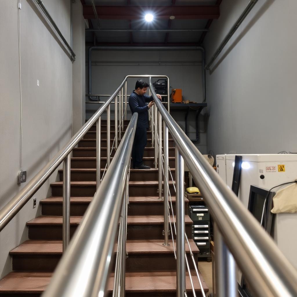 Stainless Handrails — Commercial Stairwell