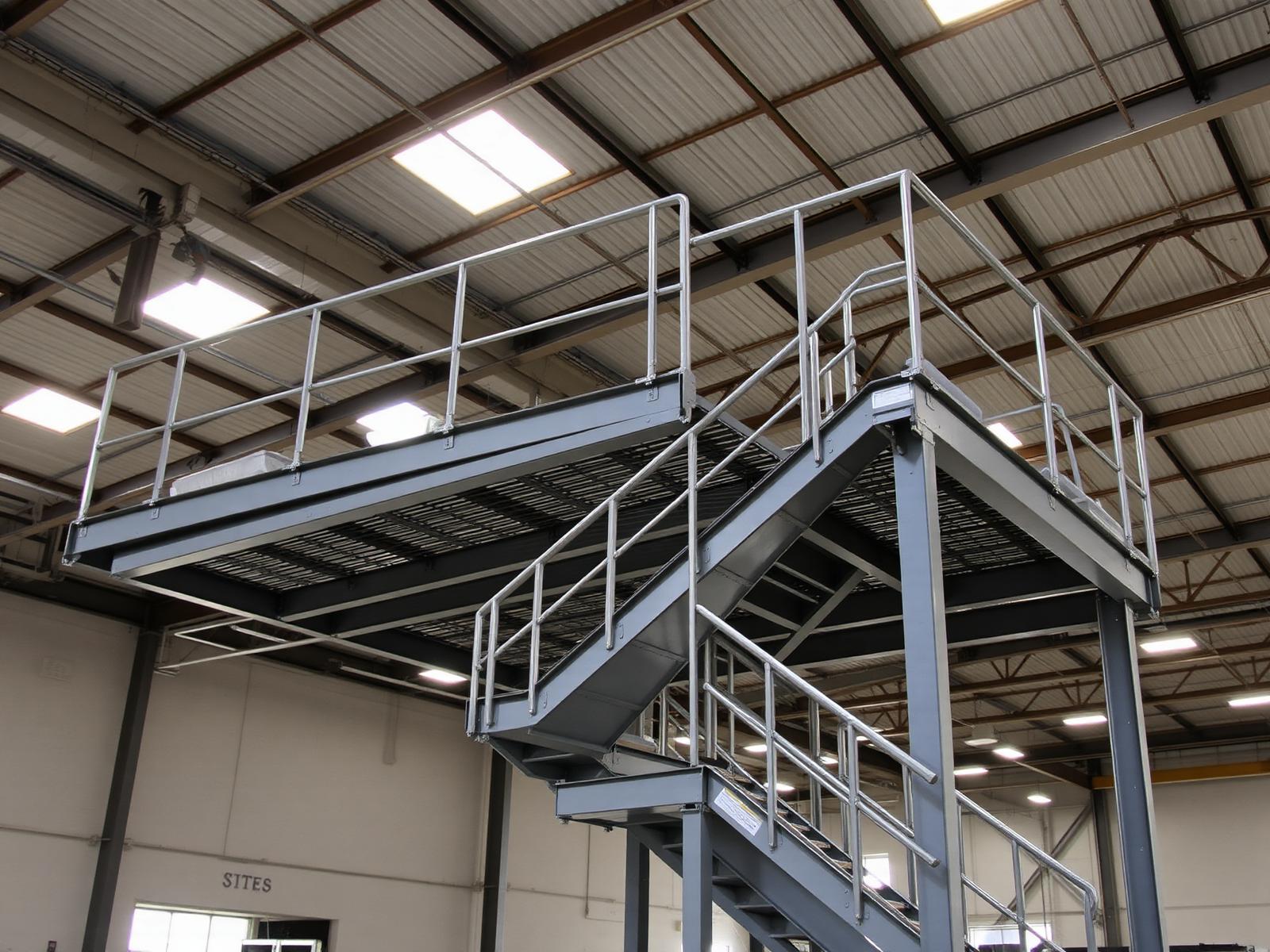 Steel Mezzanine & Access Stair — Warehouse